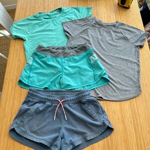Athleta girl two shirt and shorts matching sets size Medium 8-10